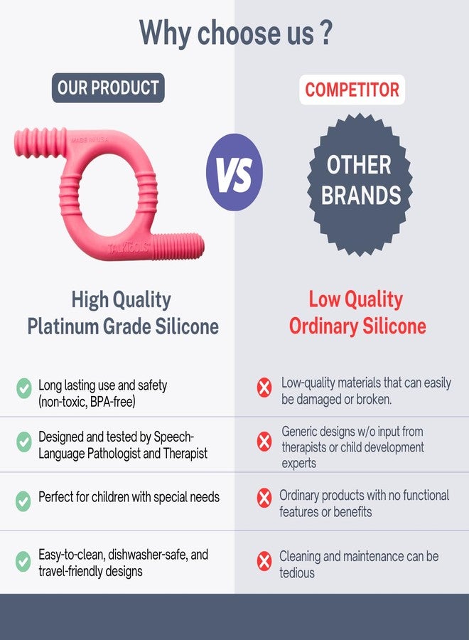 TalkTools Baby Chewy | Oral Motor Sensory Tool for Kids and Toddlers | Therapy Tools to Improve Chewing and Biting (Ridges, Pink) - Image 5